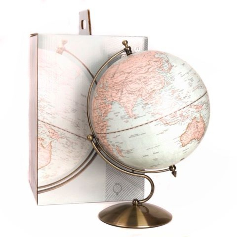 30cm Light Antique Metal Base World Globe
