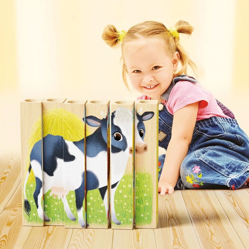 Wooden Bar Four Puzzle Farm Animals