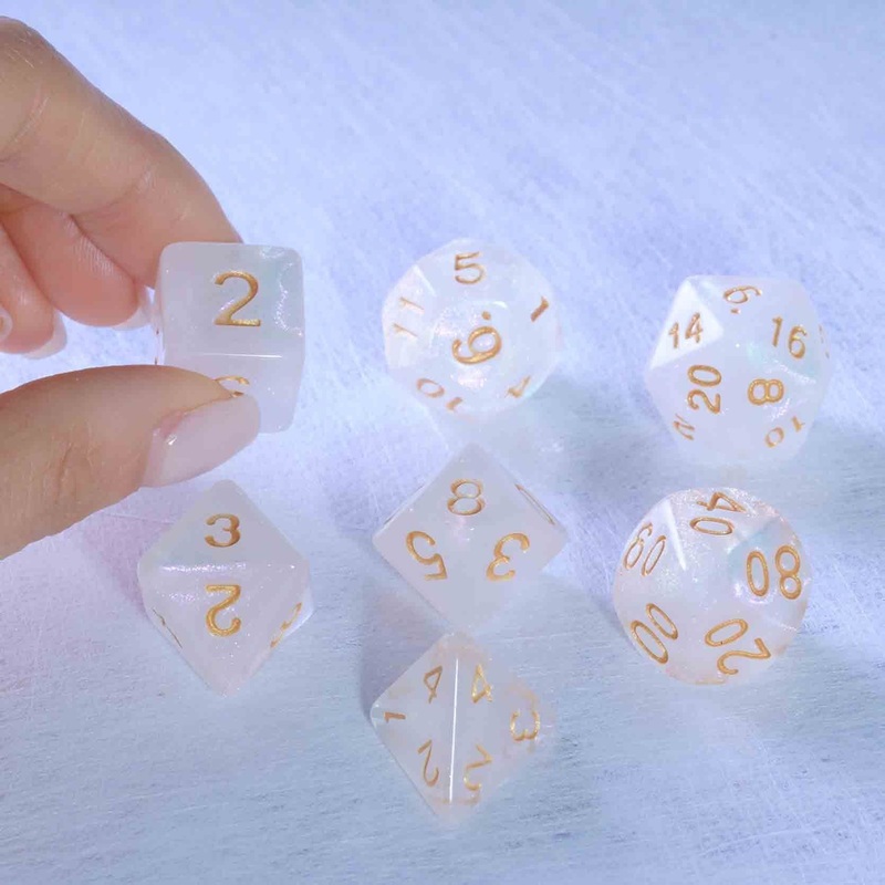White Acrylic Polyhedral Dice Set