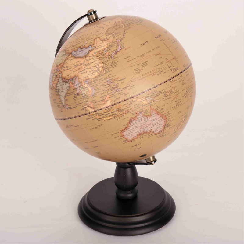 20cm Antique Wooden Base World Globe