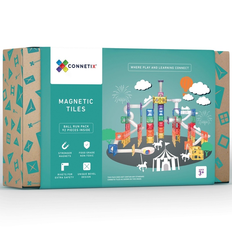 Connetix Magnetic Tiles 92pc Ball Run Pack