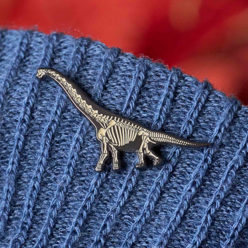 Brachiosaurus Glowing Dinosaur Skeleton Enamel Pin