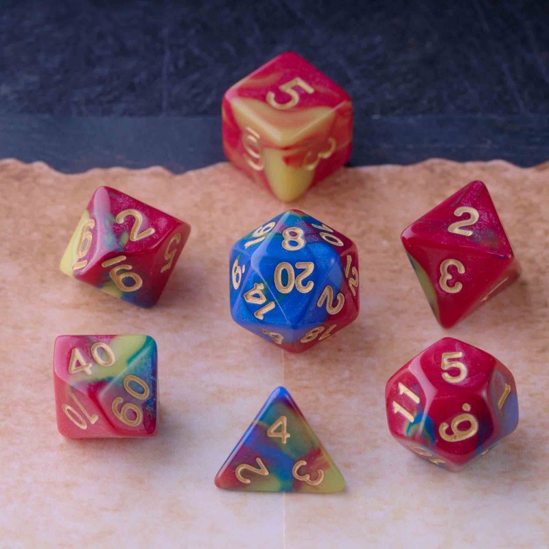 Colour Swirl Acrylic Polyhedral Dice Set
