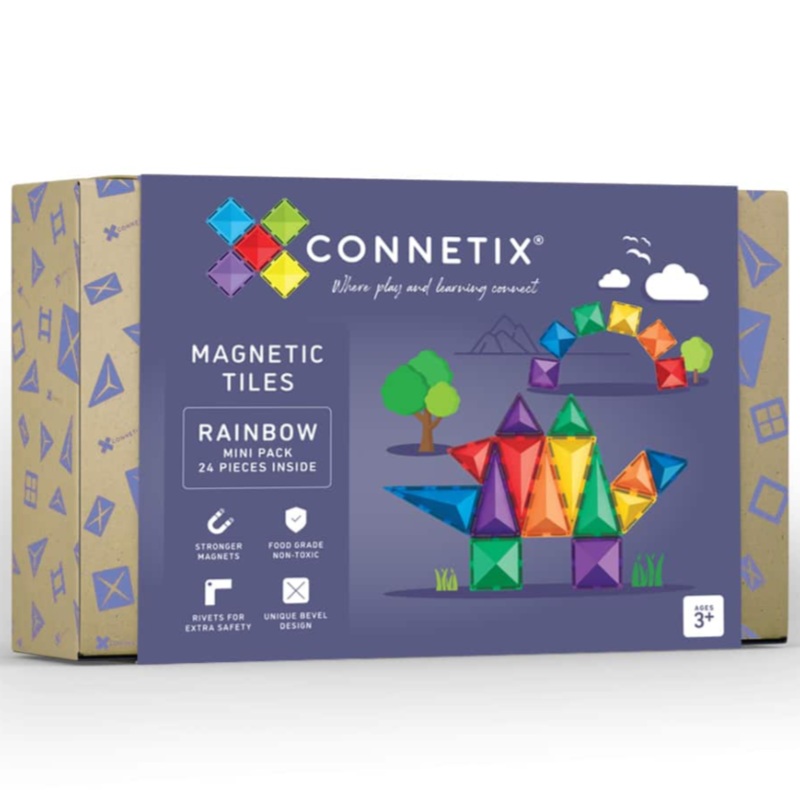 Connetix Magnetic Tiles 24pc Rainbow Mini Pack