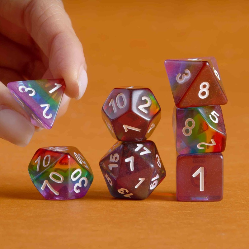 Rainbow Layered Resin Polyhedral Dice Set