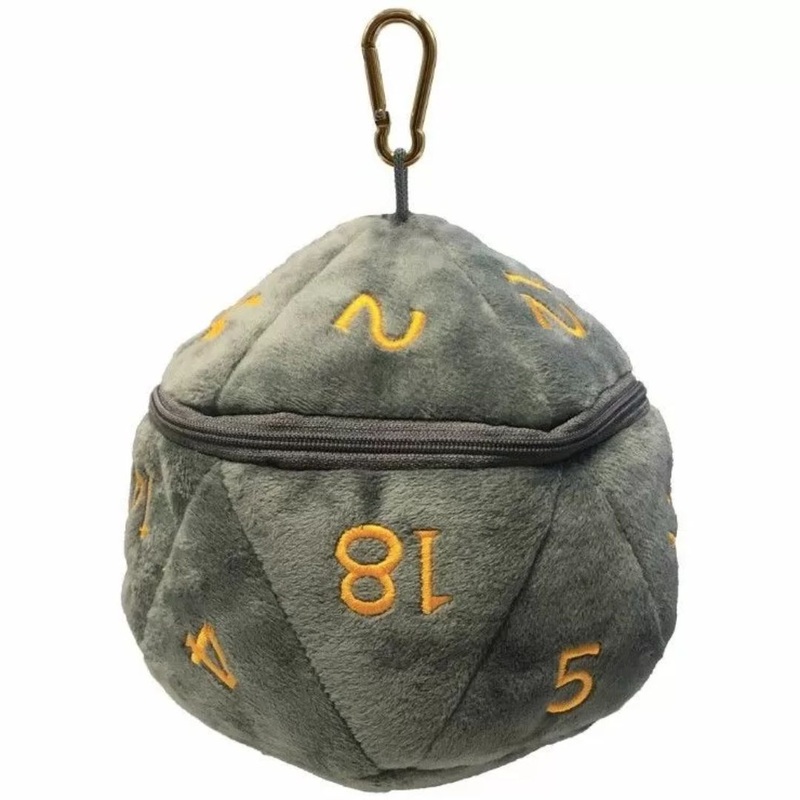 D & D D20 Plush Realmspace Grey and Orange Dice Bag