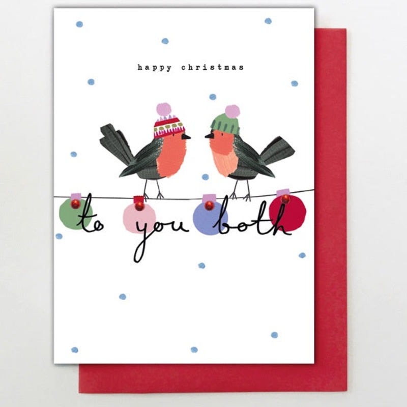 To You Both Robins on Lights Card