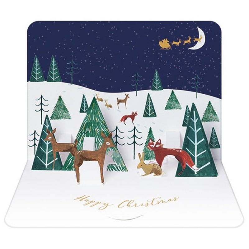 Woodland Scene Box of 5 Pop-Up Christmas Cards