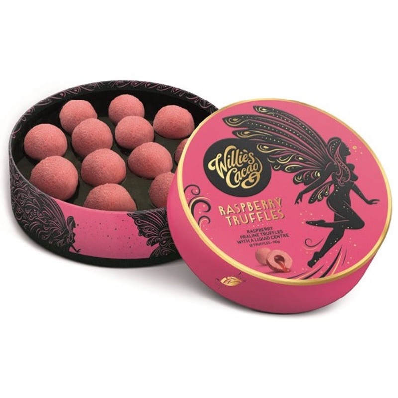 Willies Cacao Raspberry Praline Truffles Gift Box