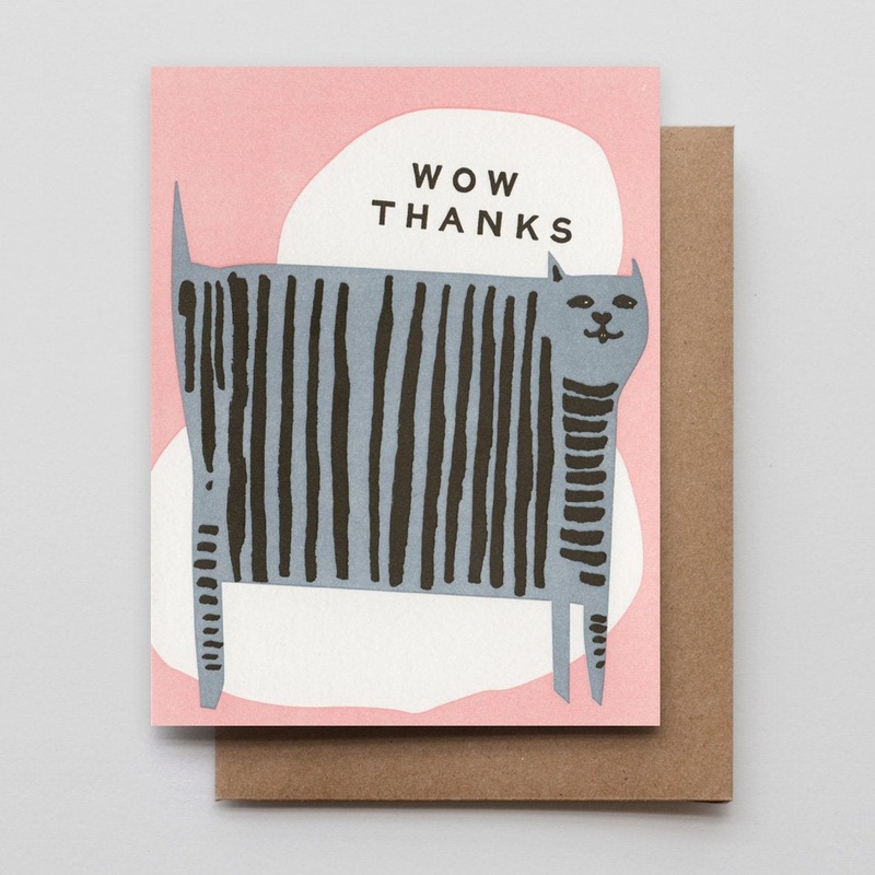 Wow Thanks Grey Cat Card
