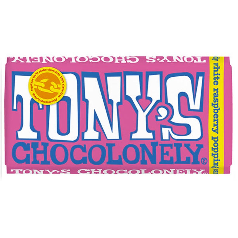 Tonys Chocolonely White Raspberry Popping Candy
