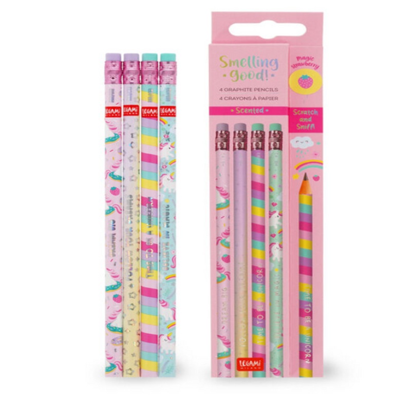 Unicorn Scented HB Graphite Pencils Pack of 4