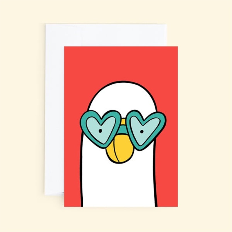 Duck  in Heart Shaped Sunglasses Card