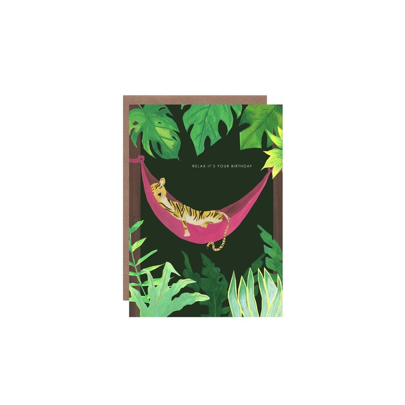 Tiger In Hammock Birthday Card