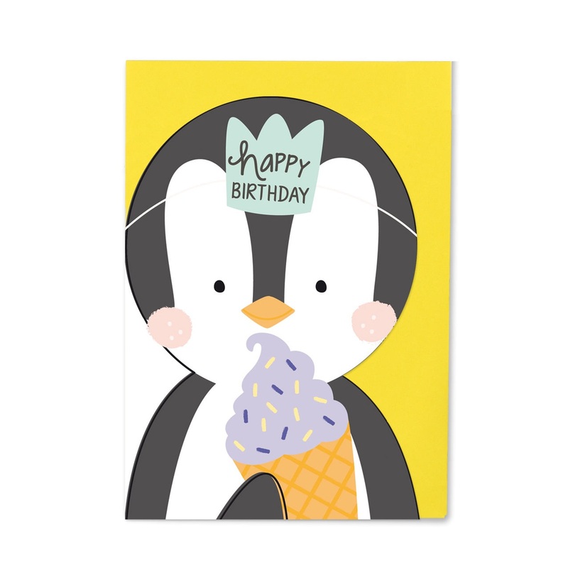 Happy Birthday Penguin Cut Out Card