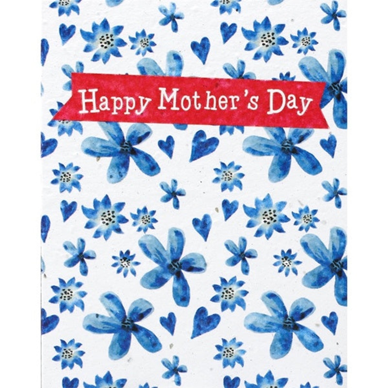 Happy Mothers Day Blue Flowers Seed Card