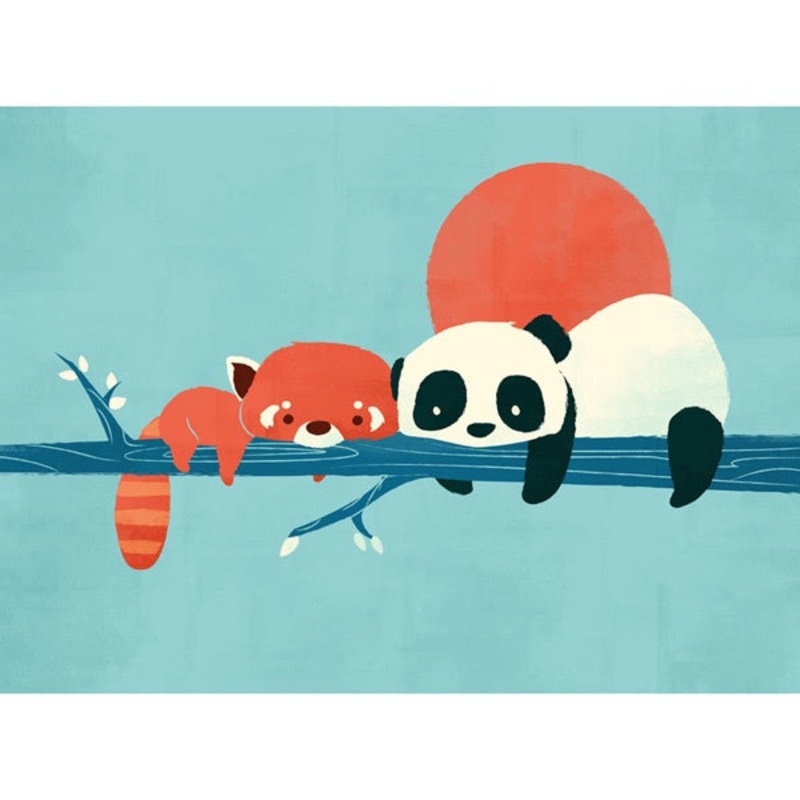 Panda And Raccoon Card