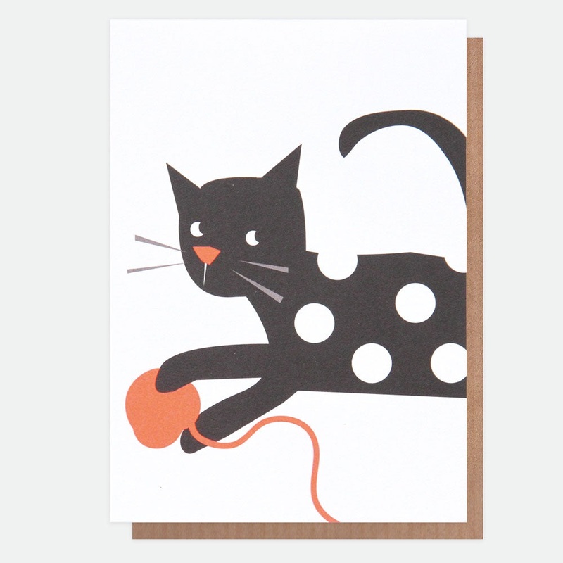 Cat Playing with Neon Ball Card