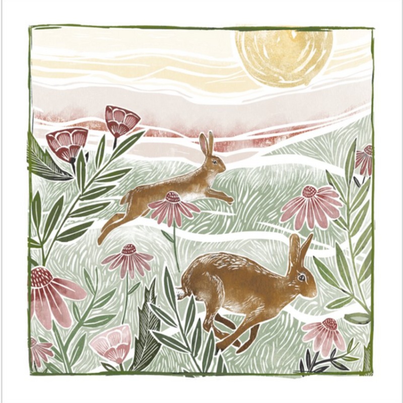 Leaping Hares Card