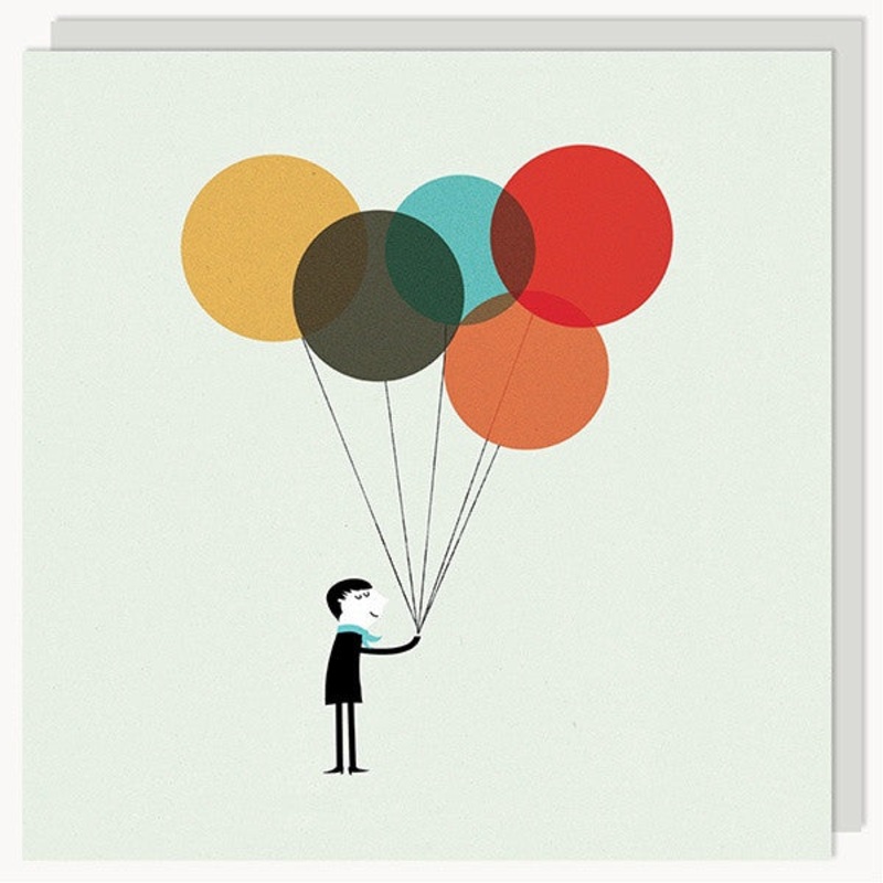 Monsieur With Balloons Card
