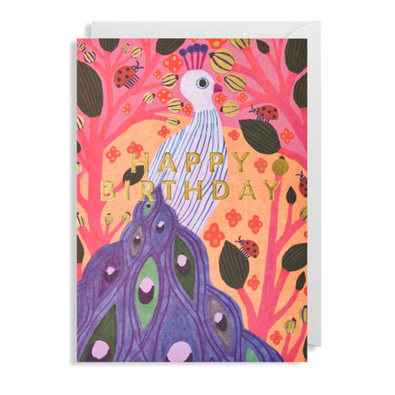 Peacock Happy Birthday Card