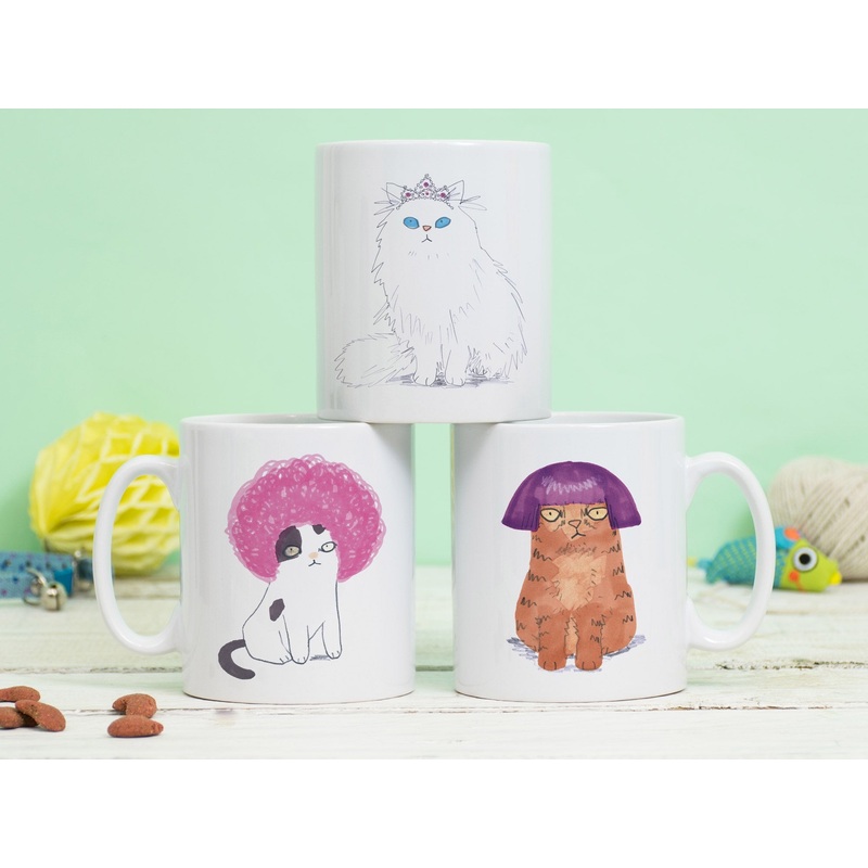 Cats in Wigs and Tiara Mug