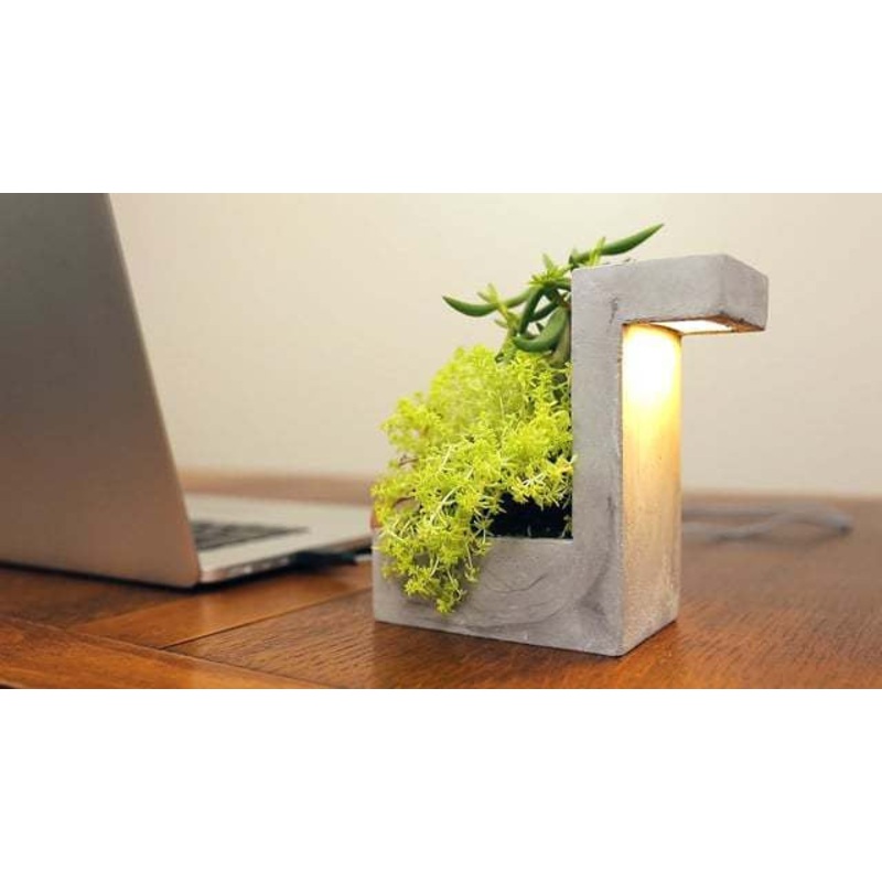 Concrete Desk Lamp With Planter