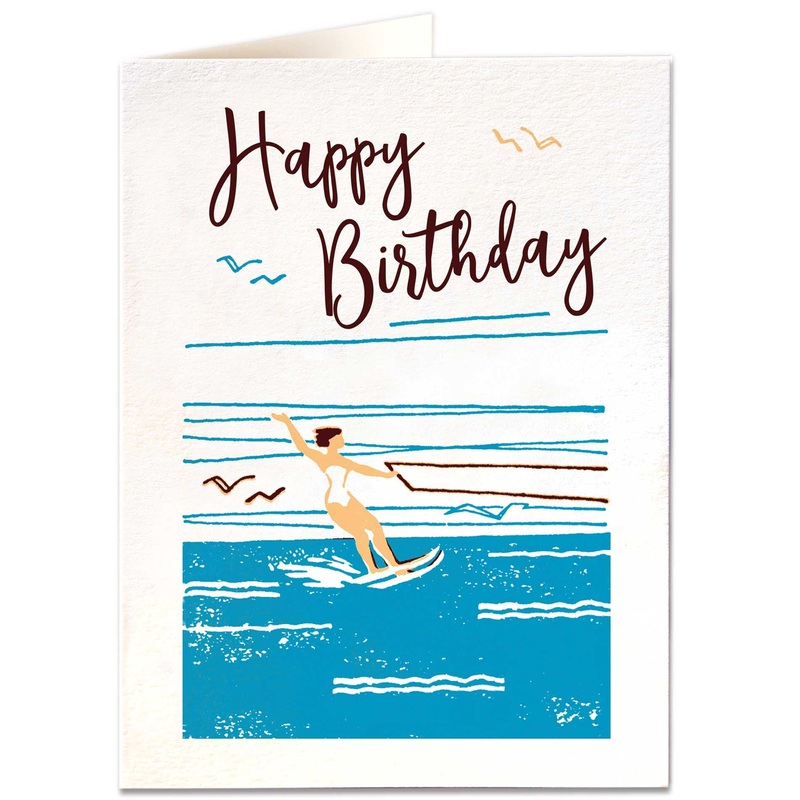 Happy Birthday Waterskier Card