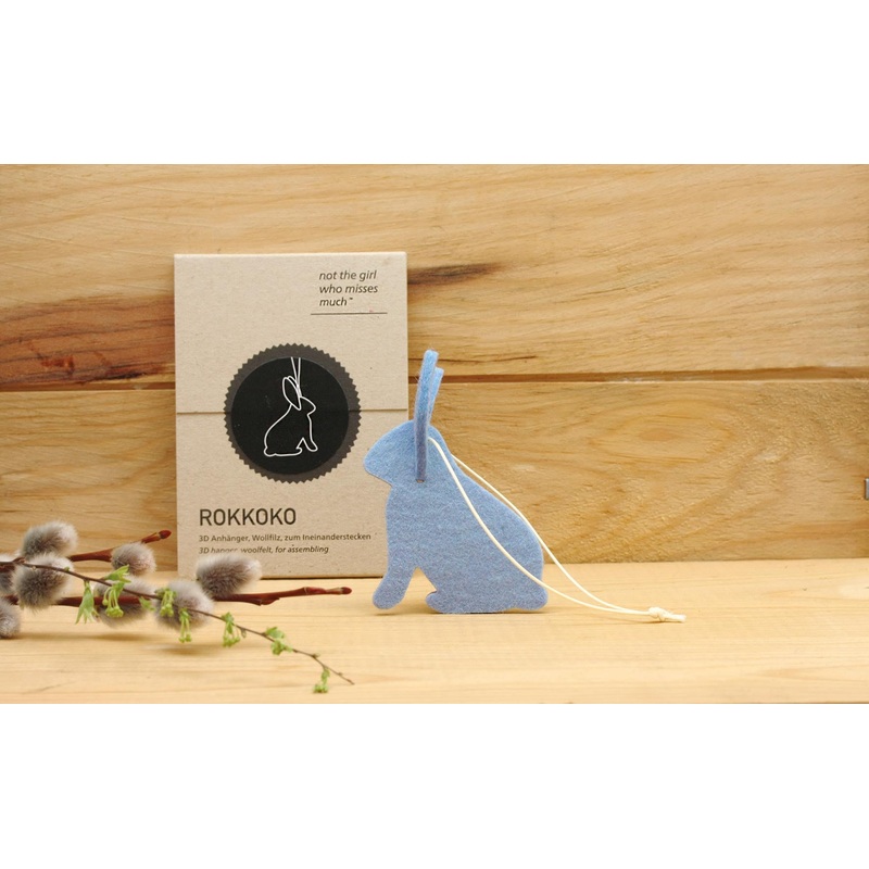 Light Blue Felt Hanging Hare Decoration
