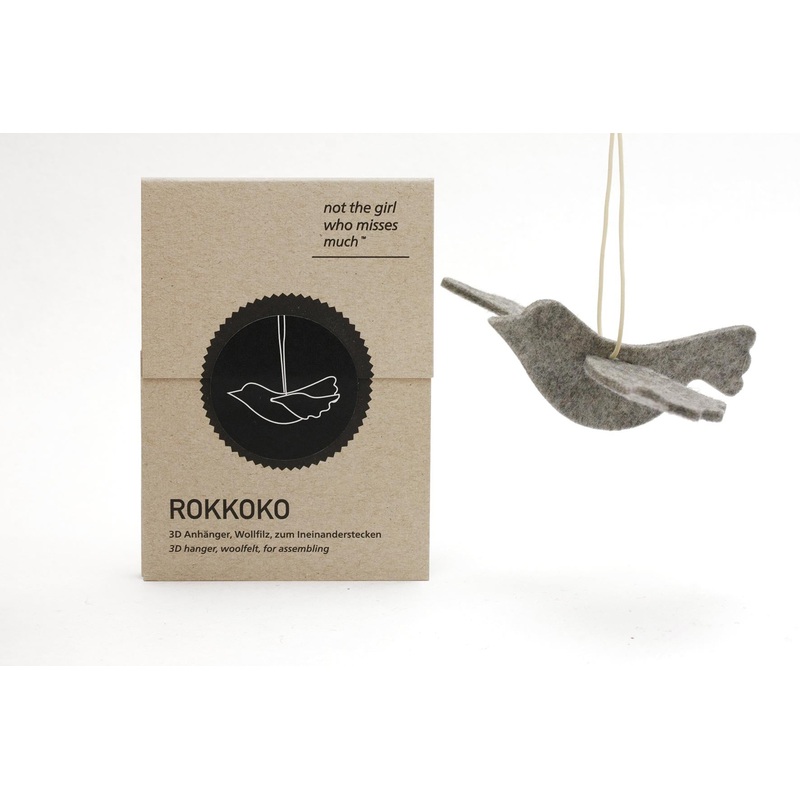 Light Grey Felt Hanging Bird Decoration