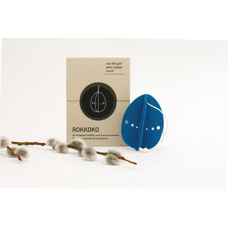 Petrol Blue Felt Hanging Egg Decoration