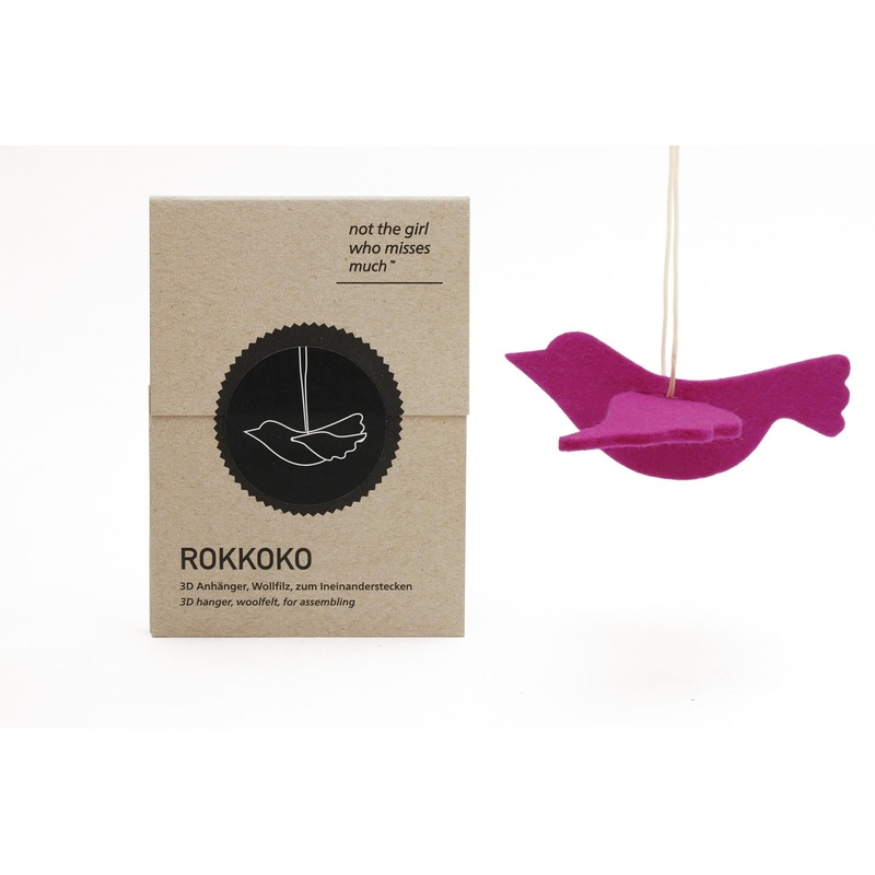 Pink Felt Hanging Bird Decoration