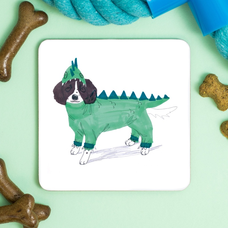 Spaniel in Dragon Costume Coaster