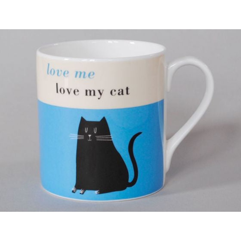 Turquoise Happiness Black Cat Mug
