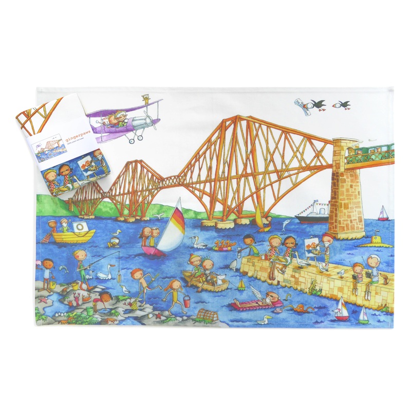 Forth Rail Bridge Gingerpaws Tea Towel