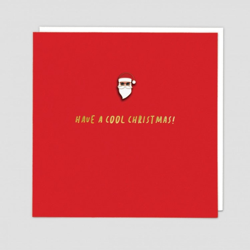 Have a Cool Christmas Santa Enamel Pin Badge Card