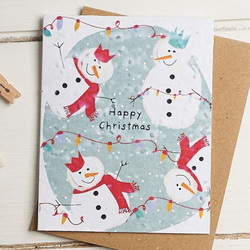 Happy Christmas 4 Snowmen Seed Card