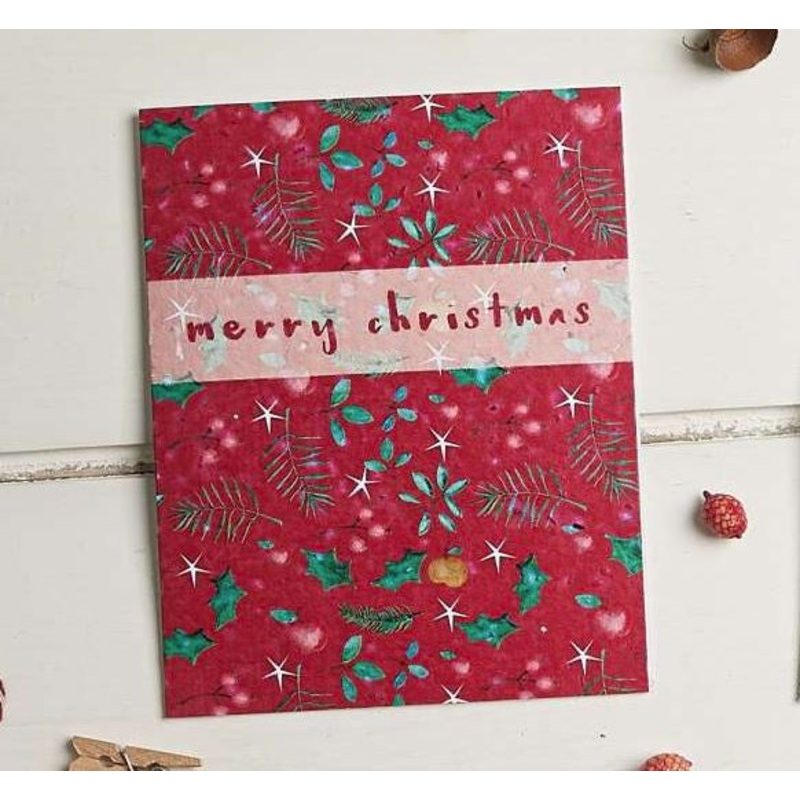 Merry Christmas Mistletoe Pattern Seed Card