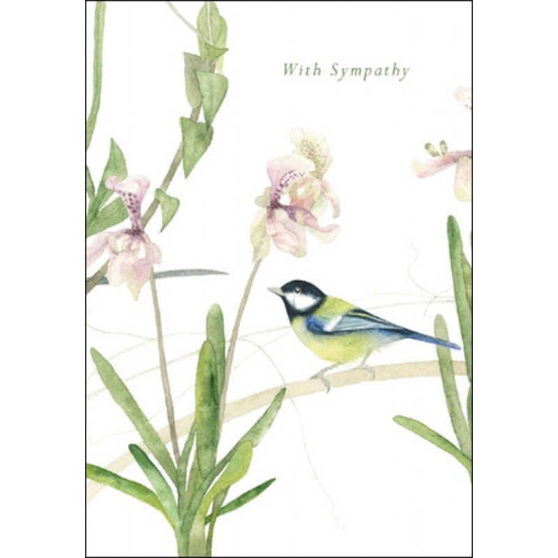 With Sympathy Bird With Orchid Card