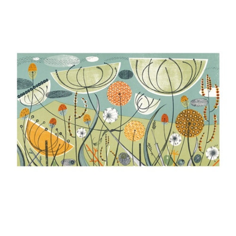 Alliums & Fennel Lithograph By Angie Lewin Card