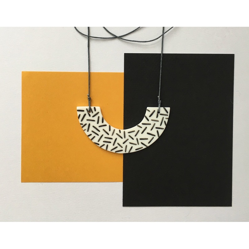Arc Necklace Dash with Grey Cord