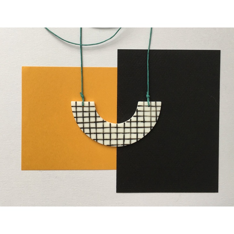 Arc Necklace Grid with Yellow Cord