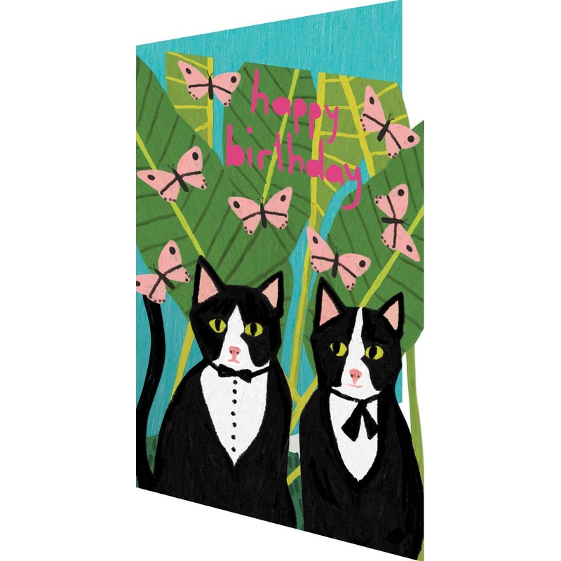 Two Cats Lasercut Birthday Card