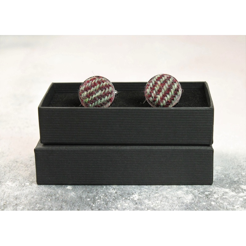Tweed Cufflinks Green & Orange