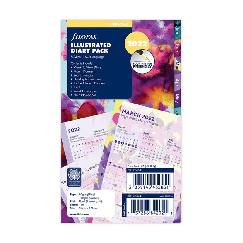 2022 Filofax Pocket Week To View Floral Diary Pack