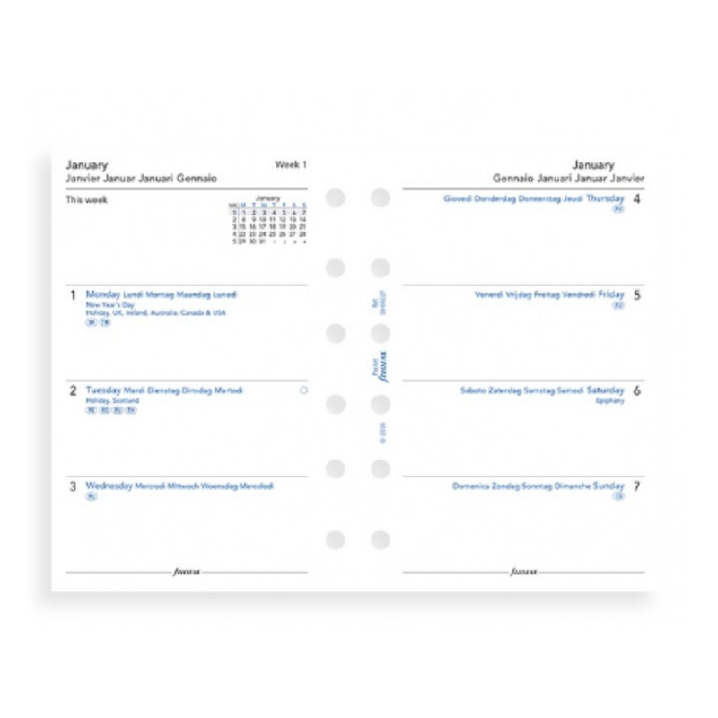 2022 Filofax Pocket Week To View Refill