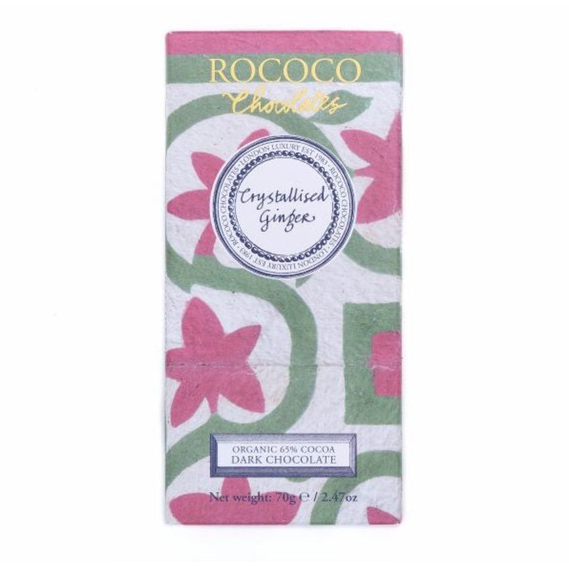 Rococo Organic Crystallised Ginger Dark Chocolate 65%