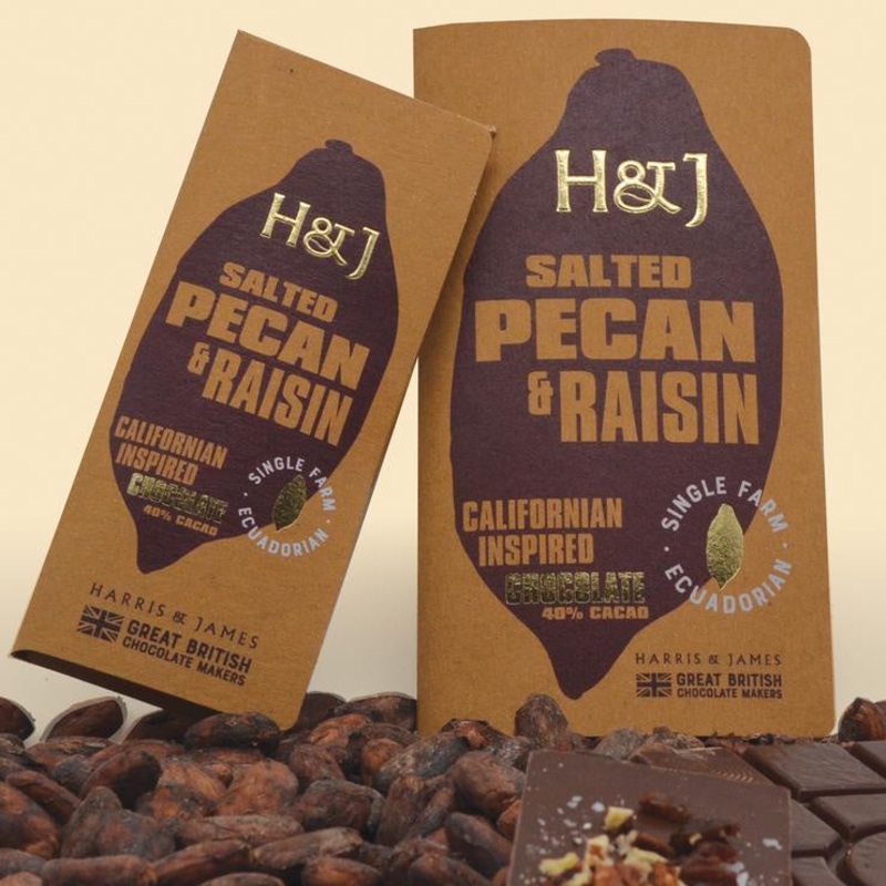 Harris and James Salted Pecan and Raisin Chocolate Bar