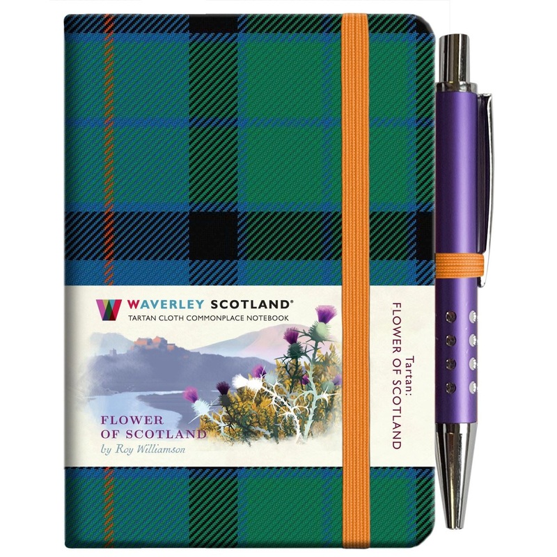 Mini Tartan Notebook With Pen - Flower Of Scotland