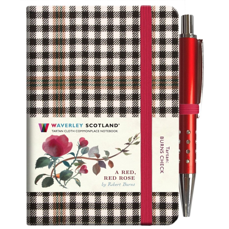 Mini Tartan Notebook With Pen - Red, Red Rose